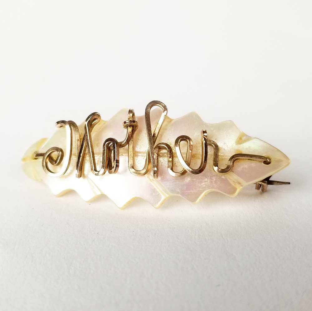 Vintage Handcrafted Mother Leaf Brooch